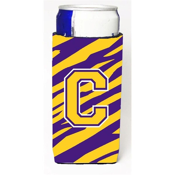 Carolines Treasures Tiger Stripe - Purple Gold Monogram Letter C Michelob Ultra s For Slim Cans - CJ1022-CMUK