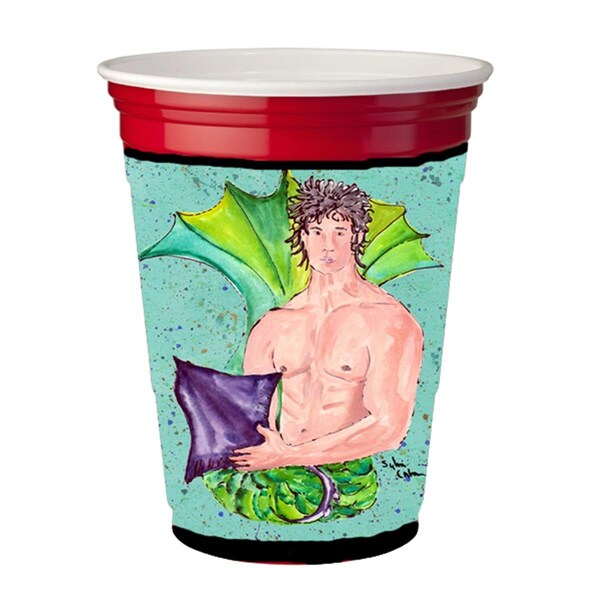 Carolines Treasures Merman Black Hair Merman Red Solo Cup  Hugger - 16 To 22 oz. - 8345RSC