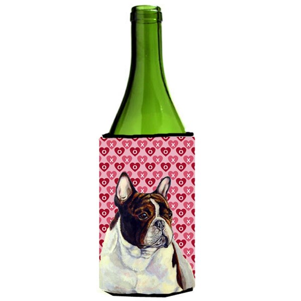 Carolines Treasures French Bulldog Hearts Love Valentines Day Portrait Wine bottle sleeve Hugger - 24 oz. - LH9157LITERK