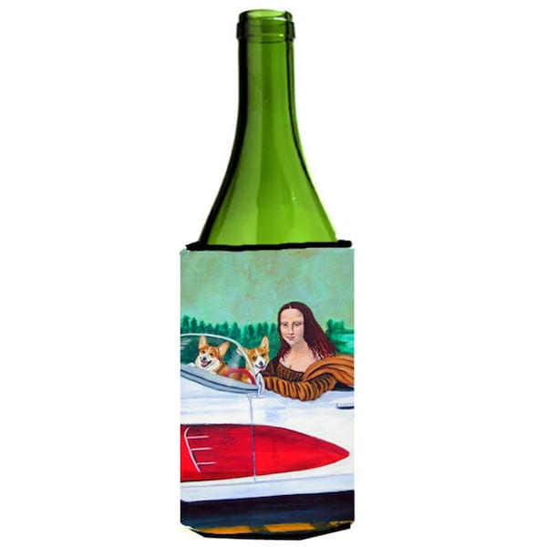 Carolines Treasures Mona Lisa With Corgi Wine bottle sleeve Hugger - 24 oz. - 7284LITERK