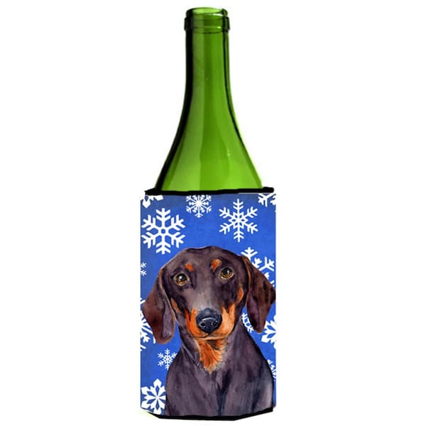 Carolines Treasures Dachshund Winter Snowflakes Holiday Wine bottle sleeve Hugger - 24 oz. - LH9268LITERK