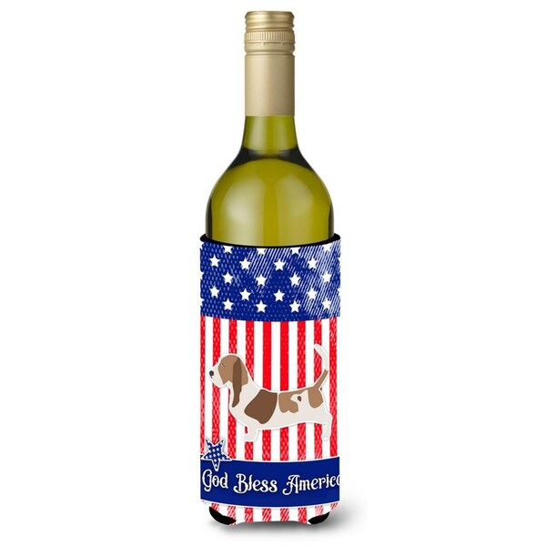 Carolines Treasures USA Patriotic Basset Hound Wine Bottle Beverge Insulator Hugger - BB3302LITERK