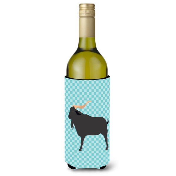 Carolines Treasures Verata Goat Blue Check Wine Bottle Beverge Insulator Hugger - BB8056LITERK