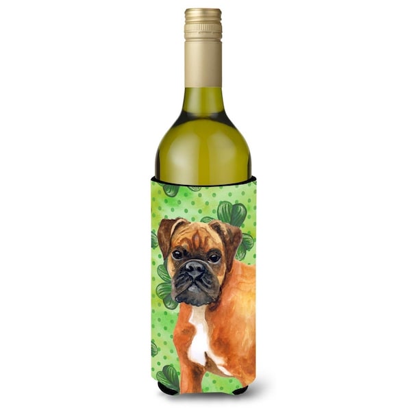 Carolines Treasures German Boxer St. Patricks Wine Bottle Beverge Insulator Hugger - BB9814LITERK