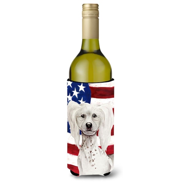 Carolines Treasures Chinese Crested Patriotic Wine Bottle Beverge Insulator Hugger - CK1387LITERK