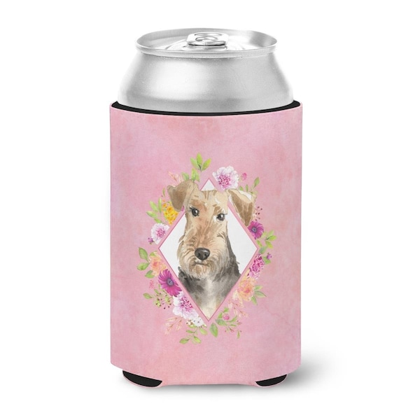 Carolines Treasures Airedale Terrier Pink Flowers Can or Bottle Hugger - CK4204CC