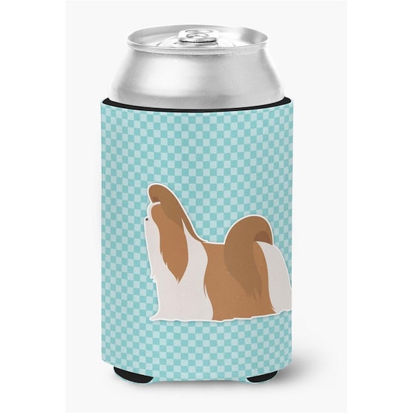 Carolines Treasures Shih Tzu Checkerboard Blue Can or Bottle Hugger - BB3746CC