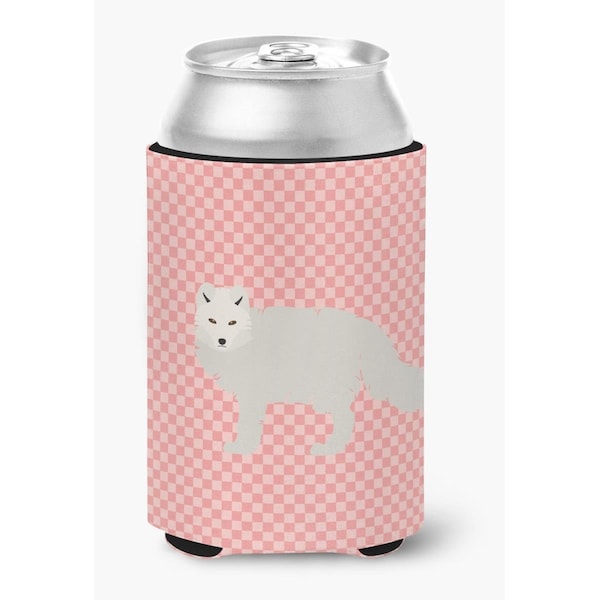 Carolines Treasures White Arctic Fox Pink Check Can or Bottle Hugger - BB7877CC