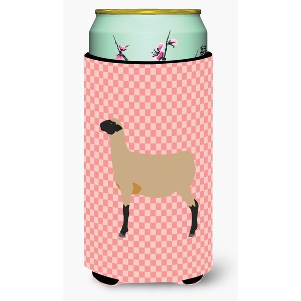 Carolines Treasures Hampshire Down Sheep Pink Check Tall Boy Beverage Insulator Hugger - BB7976TBC