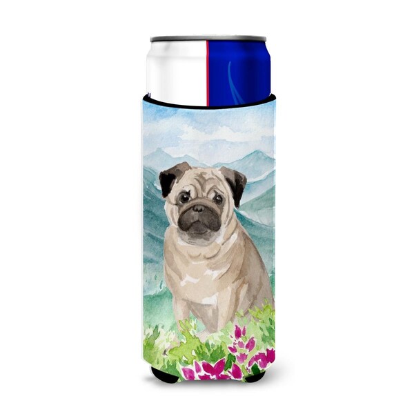 Carolines Treasures Mountian Flowers Fawn Pug Michelob Ultra Hugger for Slim Cans - CK1969MUK
