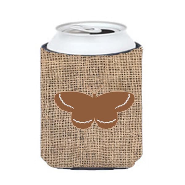 Carolines Treasures Butterfly Burlap And Brown Can Or Bottle  Hugger - BB1040-BL-BN-CC