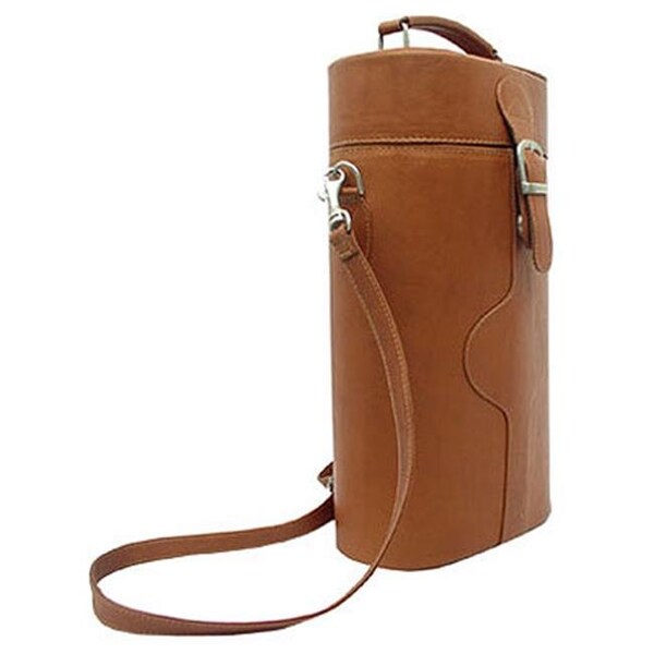 Piel Leather Piel Leather 2285 Double Deluxe Wine Carrier - Saddle - 2285