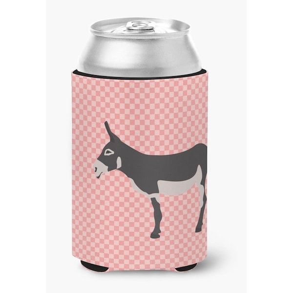 Carolines Treasures American Mammoth Jack Donkey Pink Check Can or Bottle Hugger - BB7844CC