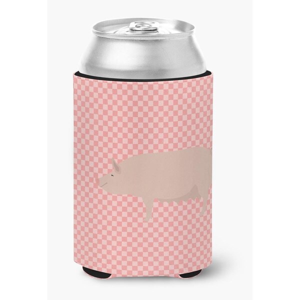 Carolines Treasures English Large White Pig Pink Check Can or Bottle Hugger - BB7938CC