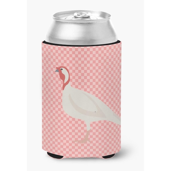 Carolines Treasures Beltsville Small White Turkey Hen Pink Check Can or Bottle Hugger - BB7989CC