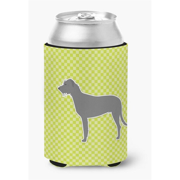 Carolines Treasures Irish Wolfhound Checkerboard Green Can or Bottle Hugger - BB3803CC