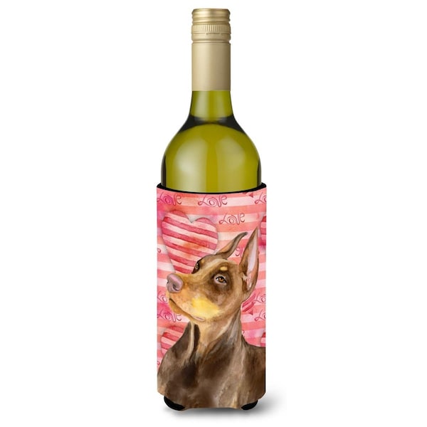 Carolines Treasures Doberman Pinscher Love Wine Bottle Beverge Insulator Hugger - BB9796LITERK
