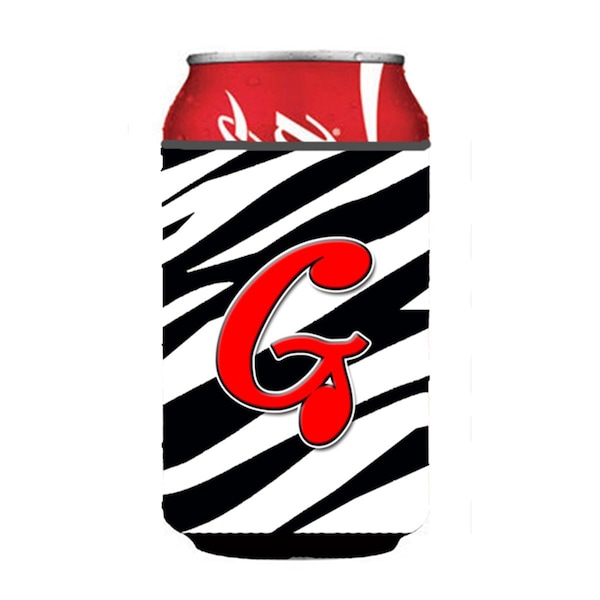 Carolines Treasures Letter G Initial Monogram - Zebra Red Can Or Bottle  Hugger - CJ1024-GCC