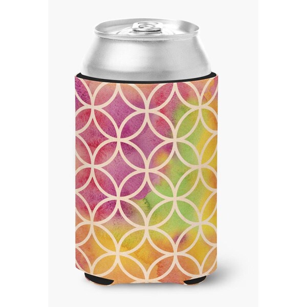 Carolines Treasures Watercolor Rainbow Geometric Circles Can or Bottle Hugger - BB7515CC