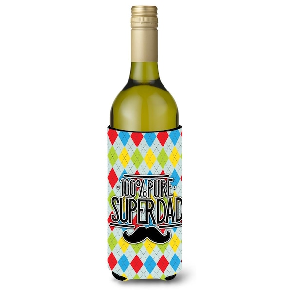 Carolines Treasures 100 Percent Pure Dad Argyle Wine Bottle Beverge Insulator Hugger - BB5440LITERK