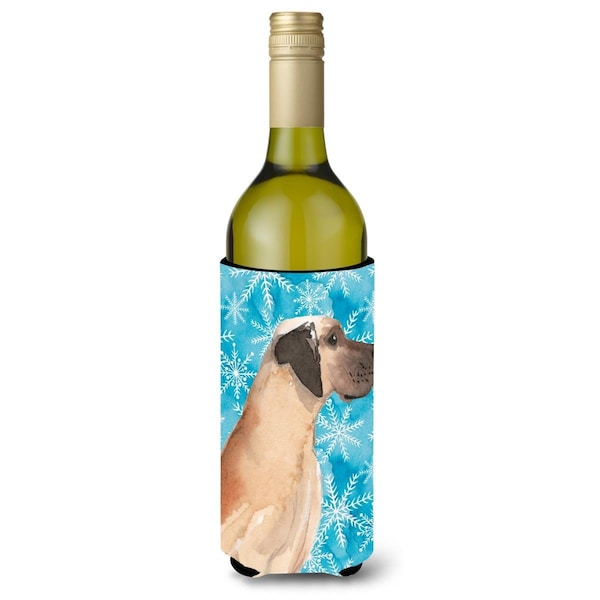 Carolines Treasures Fawn Natural Great Dane Winter Wine Bottle Beverge Insulator Hugger - BB9454LITERK