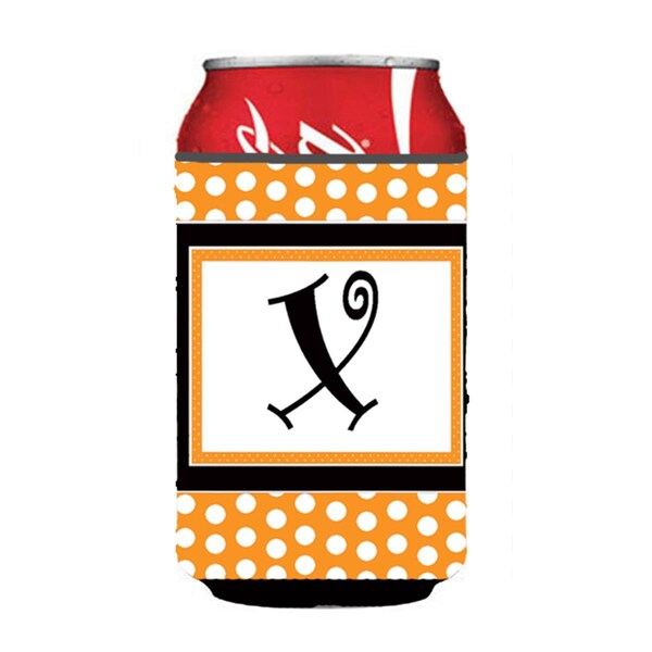 Carolines Treasures Letter x Initial Monogram - Orange Polkadots Can Or Bottle  Hugger - CJ1033-XCC