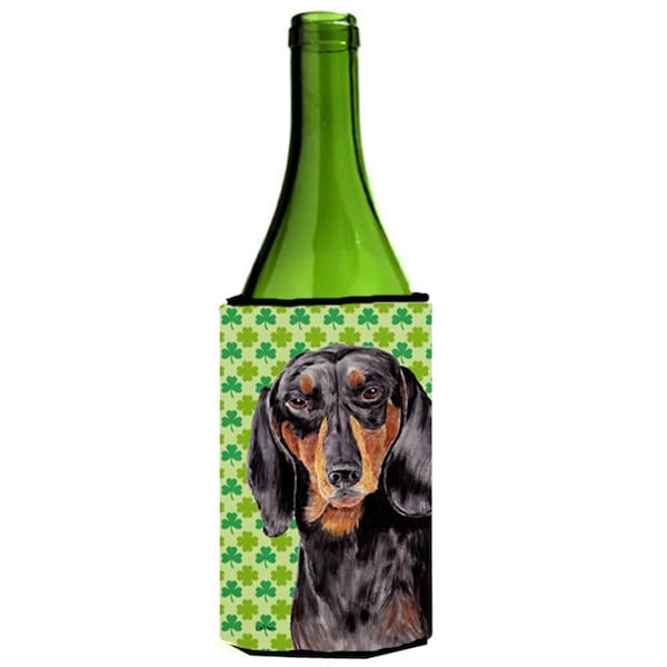 Carolines Treasures Dachshund St. Patricks Day Shamrock Portrait Wine bottle sleeve Hugger 24 oz. - SC9283LITERK