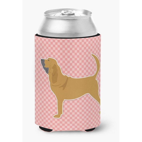Carolines Treasures Bloodhound Checkerboard Pink Can or Bottle Hugger - BB3584CC