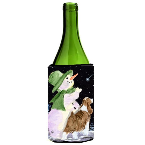 Carolines Treasures Snowman With English Springer Spaniel Wine Bottle   Hugger - 24 oz. - SS8949LITERK