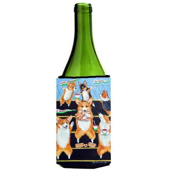 Carolines Treasures Go Team Corgi Pembroke Wine bottle sleeve Hugger - 24 Oz. - 7286LITERK