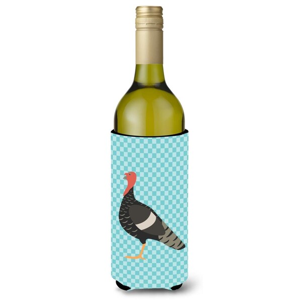 Carolines Treasures Marragansett Turkey Blue Check Wine Bottle Beverge Insulator Hugger - BB8161LITERK