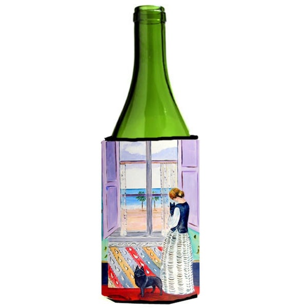 Carolines Treasures Lady With Her Schipperke Wine bottle sleeve Hugger - 7268LITERK