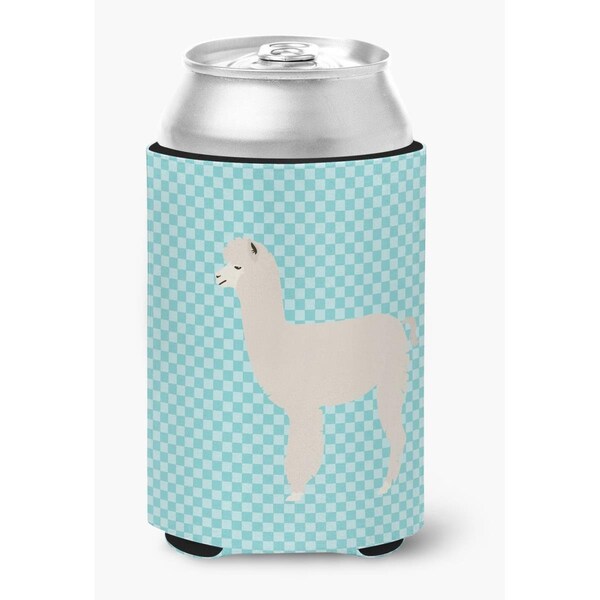 Carolines Treasures Alpaca Blue Check Can or Bottle Hugger - BB8093CC