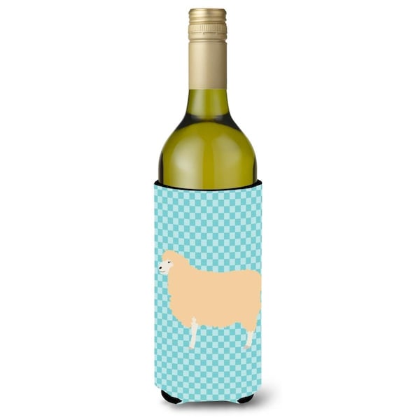Carolines Treasures English Leicester Longwool Sheep Blue Check Wine Bottle Beverge Insulator Hugger - BB8148LITERK