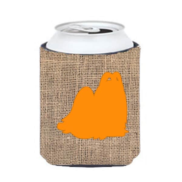 Carolines Treasures Maltese Burlap And Orange Can Or Bottle  Hugger - BB1079-BL-OR-CC