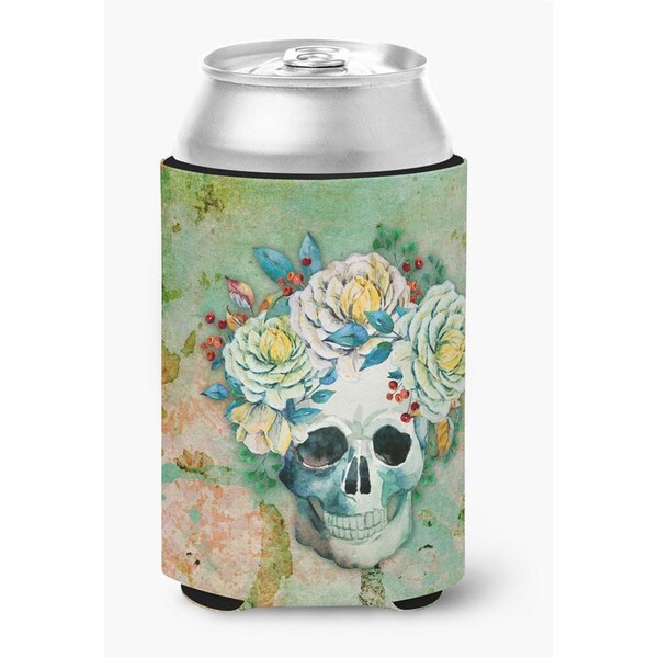 Carolines Treasures Day of the Dead Skull with Flowers Can or Bottle Hugger - BB5124CC