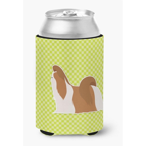 Carolines Treasures Shih Tzu Checkerboard Green Can or Bottle Hugger - BB3846CC