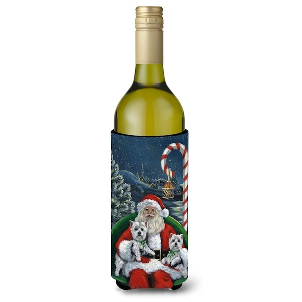 Carolines Treasures 24 oz Westie Christmas Santas Village Wine Bottle Hugger - PPP3228LITERK