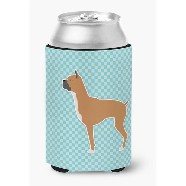 Carolines Treasures Boxer Checkerboard Blue Can or Bottle Hugger - BB3753CC