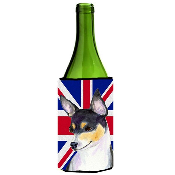 Carolines Treasures Rat Terrier With English Union Jack British Flag Wine bottle sleeve Hugger - 24 Oz. - SS4960LITERK