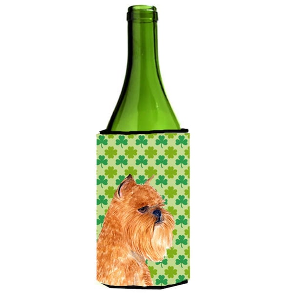 Carolines Treasures Brussels Griffon St. Patricks Day Shamrock Portrait Wine bottle sleeve Hugger - 24 oz. - SS4425LITERK