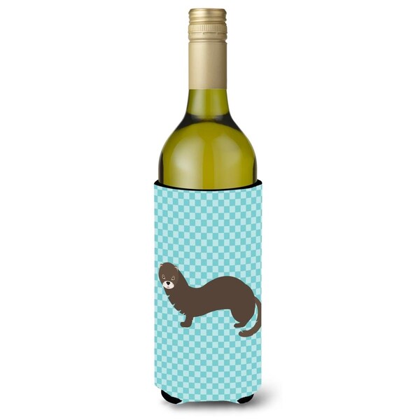 Carolines Treasures Russian or European Mink Blue Check Wine Bottle Beverge Insulator Hugger - BB8042LITERK
