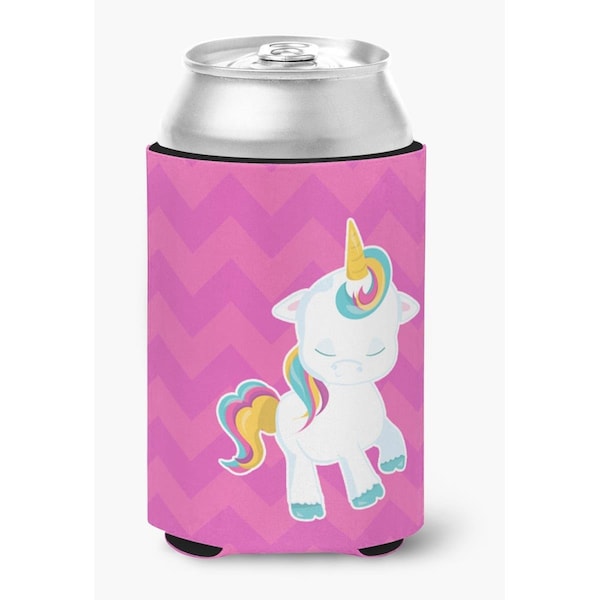 Carolines Treasures Pink Chevron Unicorn Can or Bottle Hugger - BB6809CC