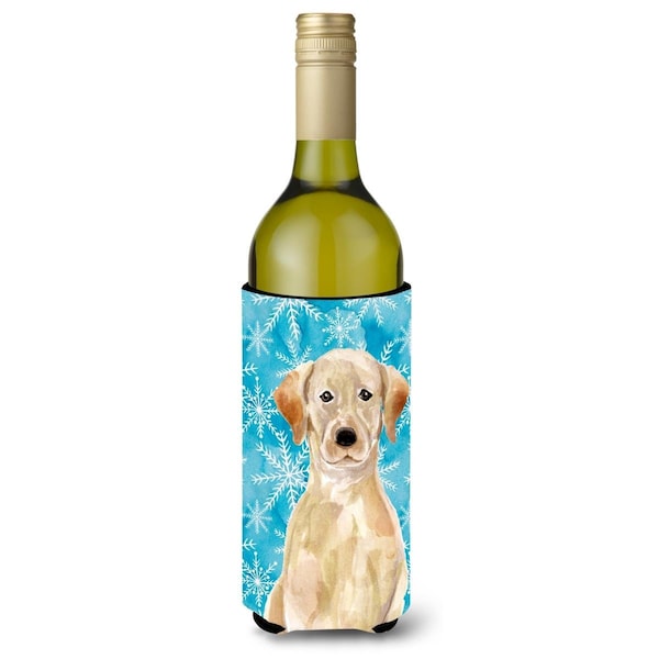 Carolines Treasures Yellow Labrador Winter Wine Bottle Beverge Insulator Hugger - BB9436LITERK