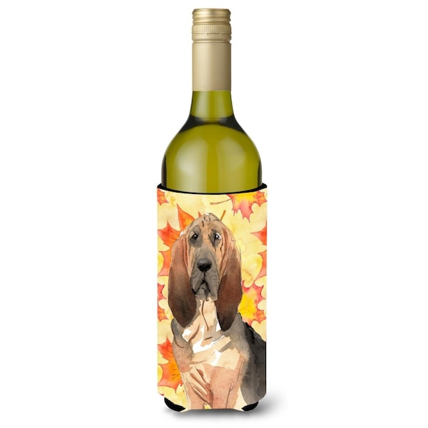 Carolines Treasures Fall Leaves Bloodhound Wine Bottle Beverge Insulator Hugger - CK1850LITERK