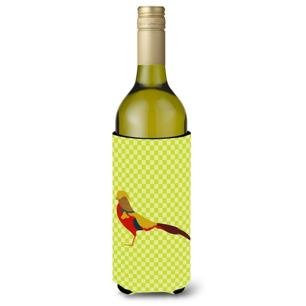 Carolines Treasures Golden or Chinese Pheasant Green Wine Bottle Beverge Insulator Hugger - BB7754LITERK