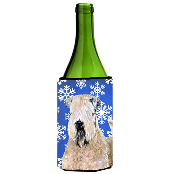 Carolines Treasures Wheaten Terrier Soft Coated Winter Snowflakes Holiday Wine bottle sleeve Hugger 24 oz. - SS4631LITERK