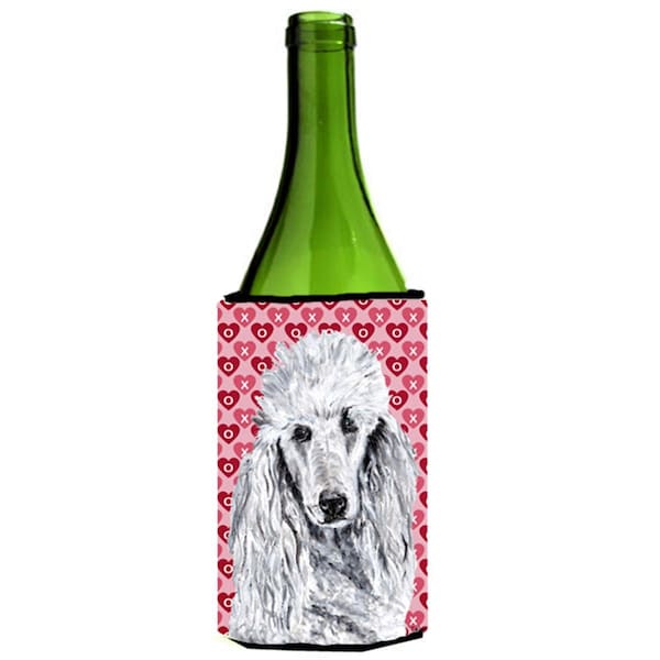 Carolines Treasures White Standard Poodle Hearts And Love Wine bottle sleeve Hugger  24 Oz. - SC9703LITERK