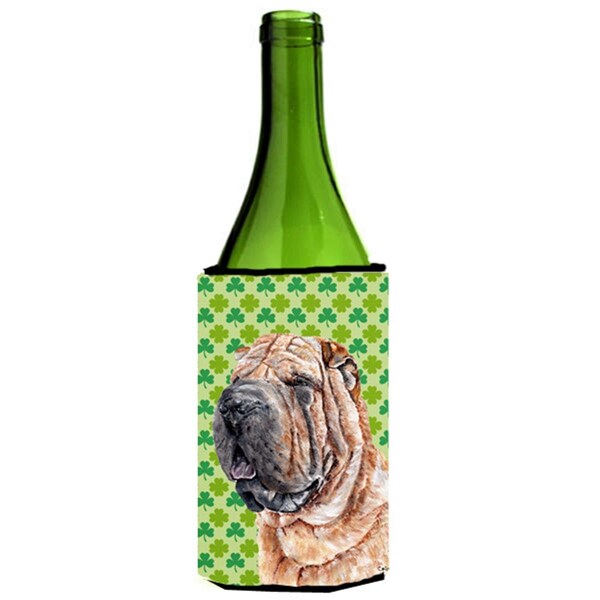 Carolines Treasures Shar Pei Lucky Shamrock St. Patricks Day Wine bottle sleeve Hugger  24 Oz. - SC9719LITERK