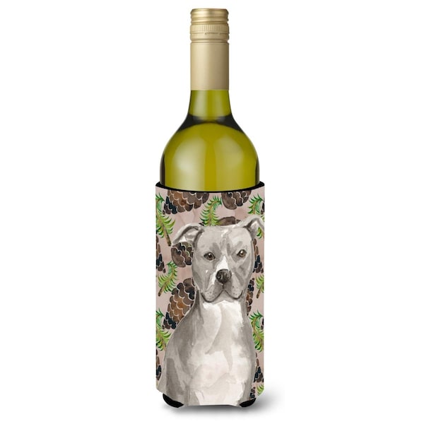 Carolines Treasures Staffordshire Bull Terrier Pine Cones Wine Bottle Beverge Insulator Hugger - BB9570LITERK